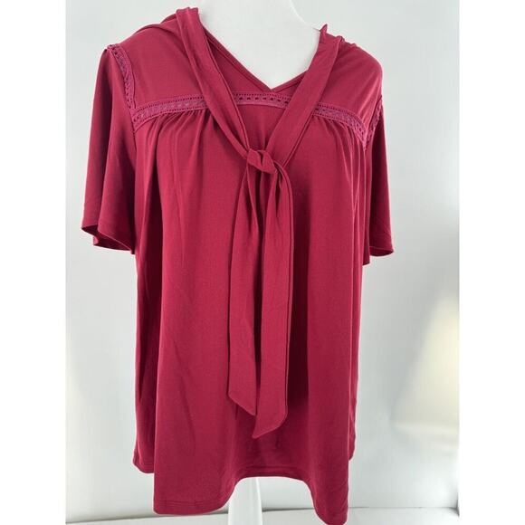 Adrienne Vittadini Tops - Adrienne Vittadini Top Blouse Size XL Red Neck Tie Classic Career Office Dressy